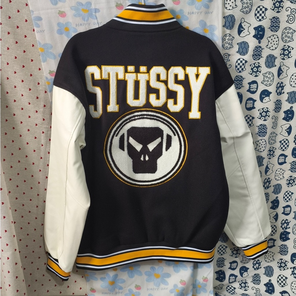 Stussy Black, White & Yellow Varsity Bomber Jacket - Picture 11 of 11